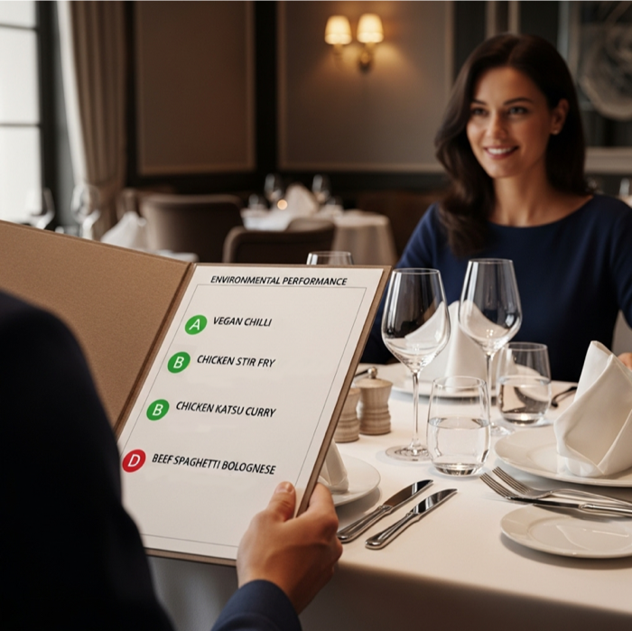 Example of a detailed environmental specification sheet for a dish.